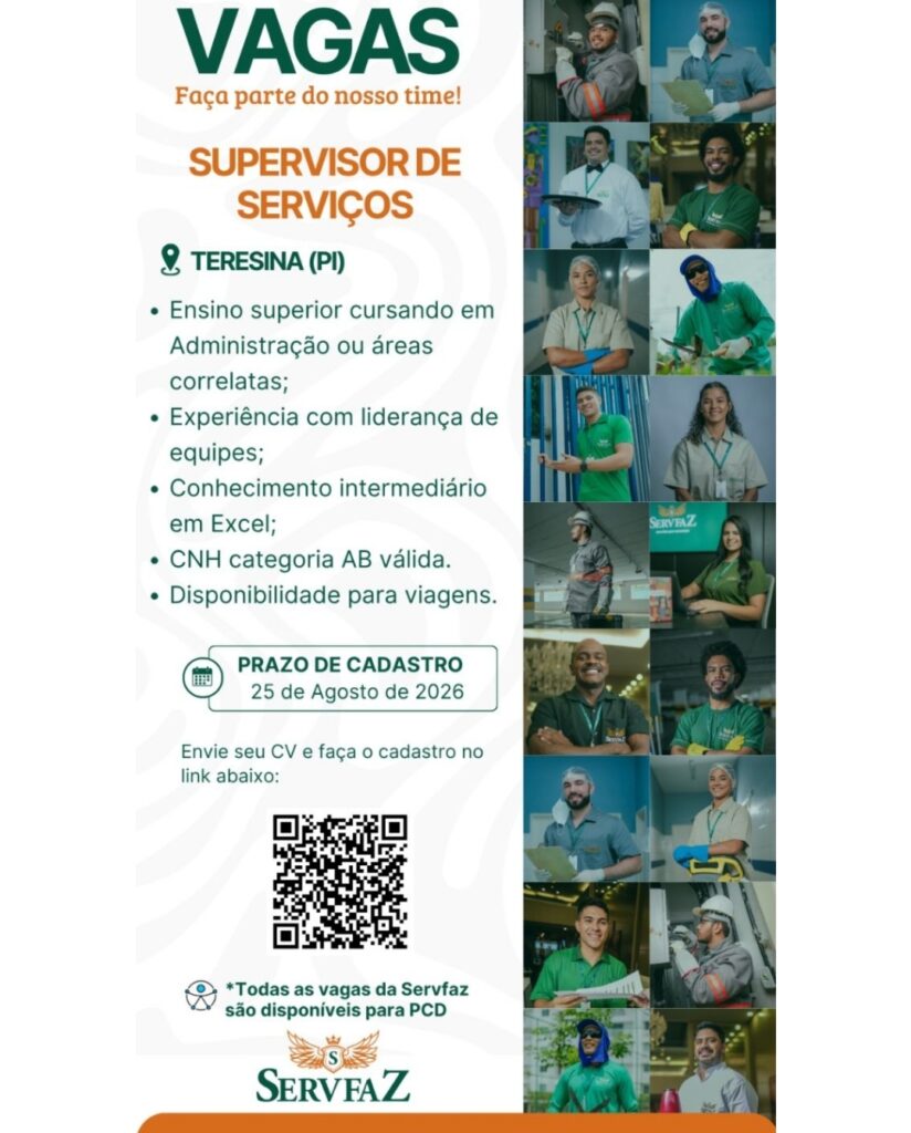 Vaga de emprego para Supervisor de Serviços
