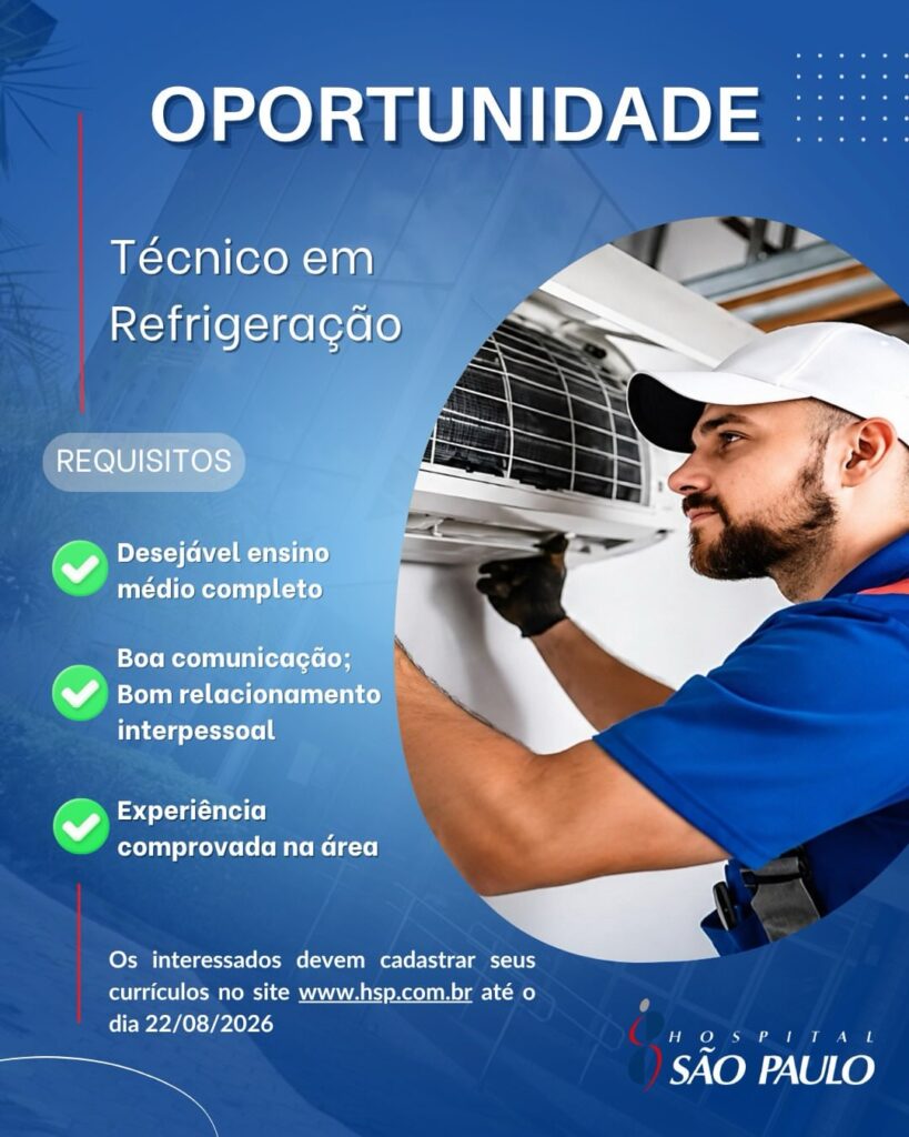 Vaga de emprego para Técnico em Refrigeração