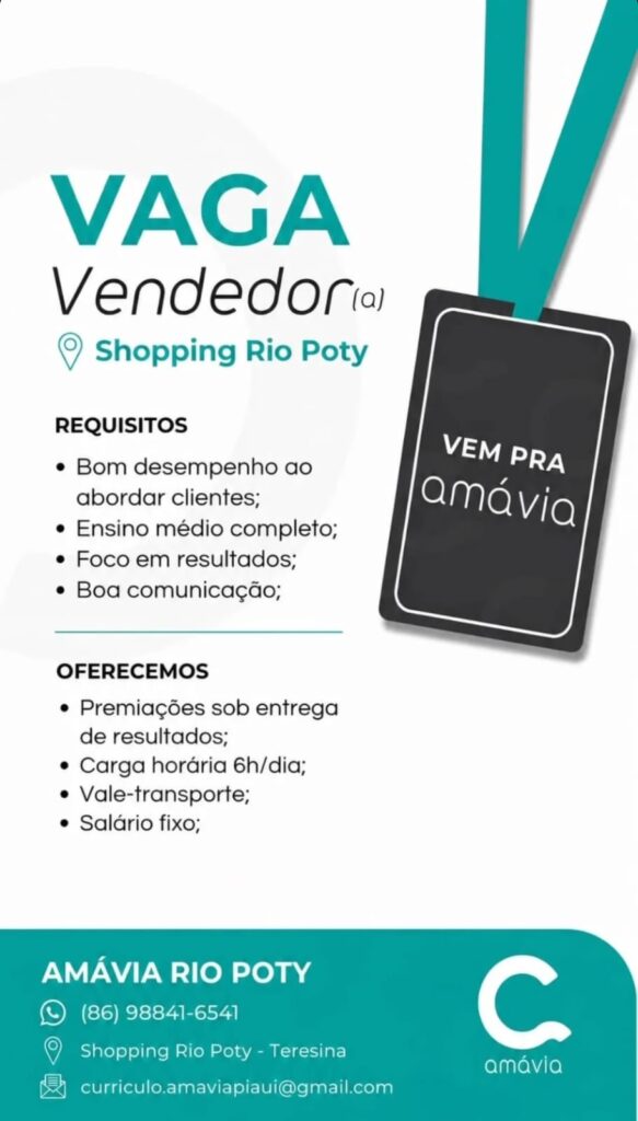 Vaga de emprego para Vendedor