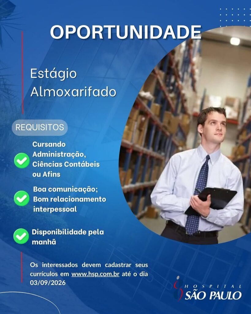 Vaga de estágio para almoxarifado em Teresina