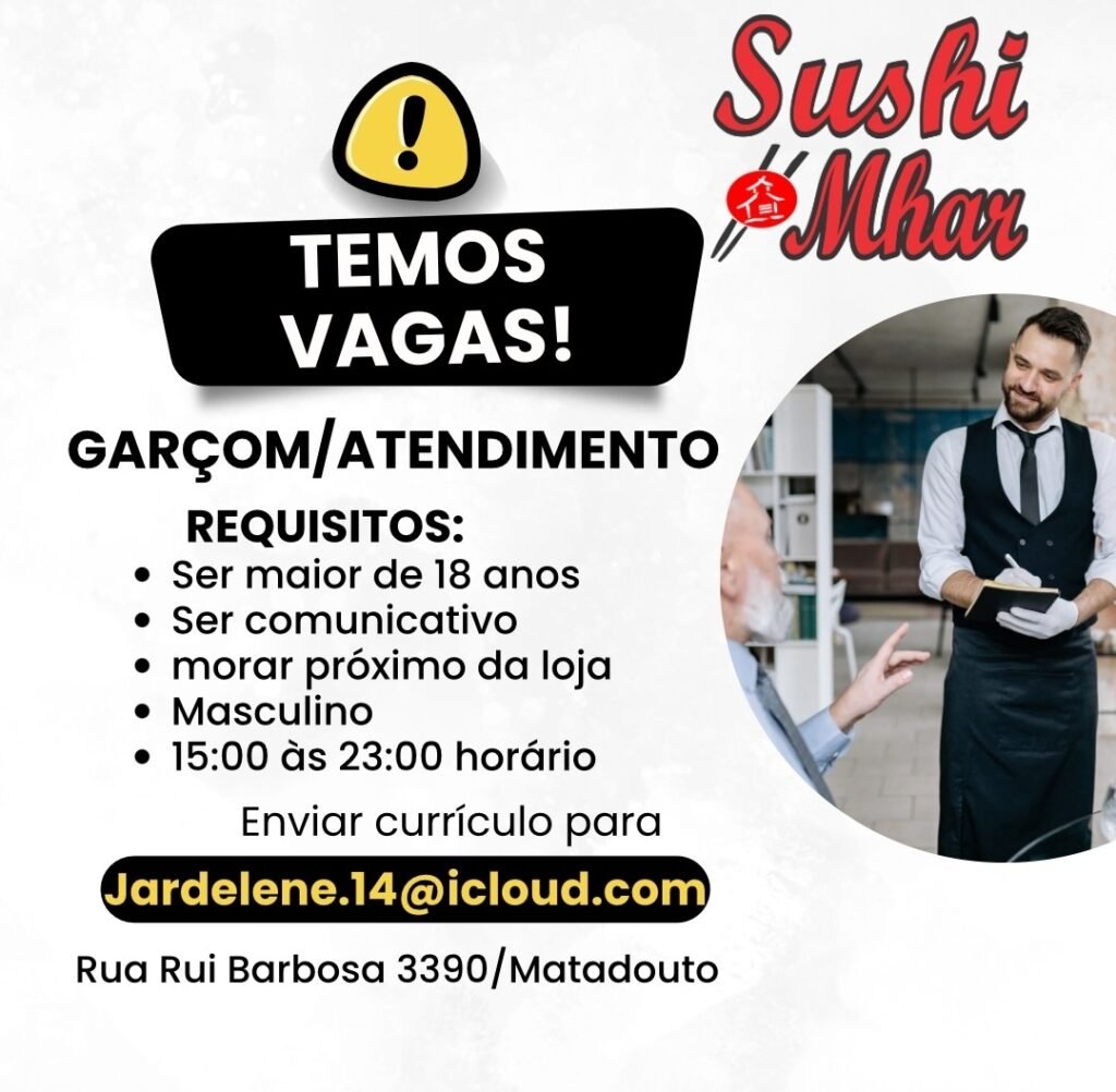 Vaga para Garçom em Teresina
