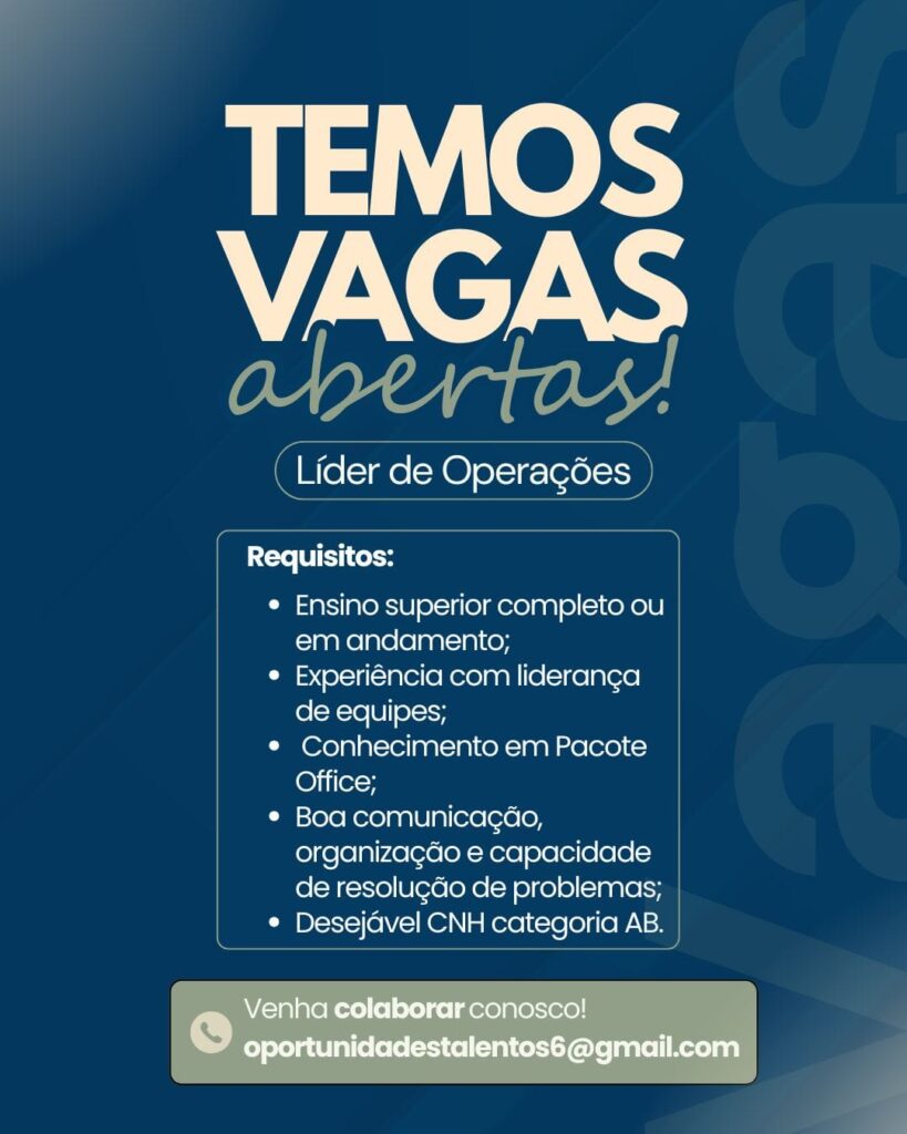 Vaga para Líder de Operações 