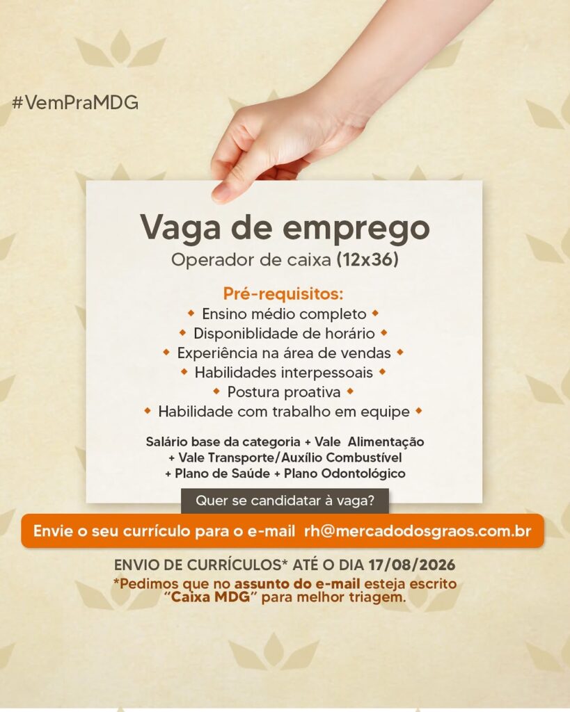Vaga para Operador de Caixa em Teresina