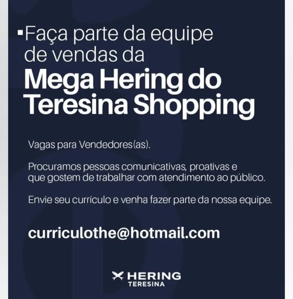 Vaga para Vendas em Teresina
