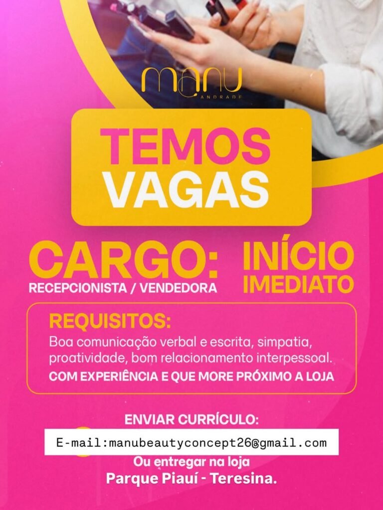 Vaga para Vendedora em Teresina