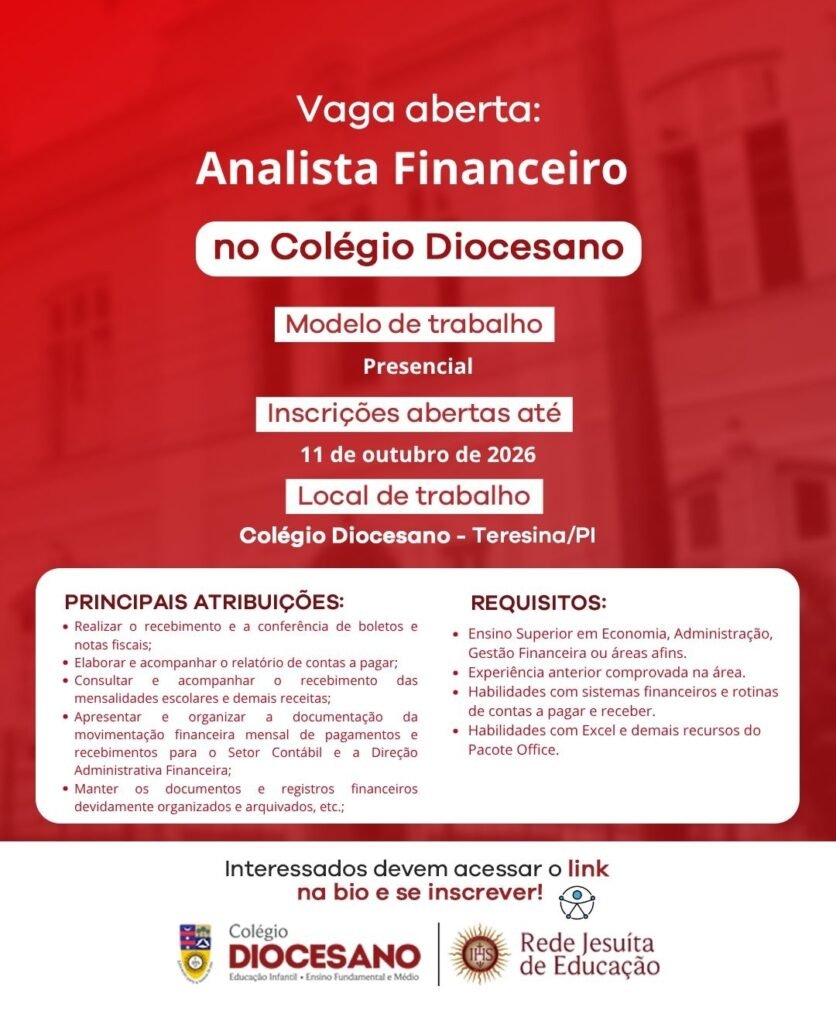 Vaga de emprego para Analista Financeiro