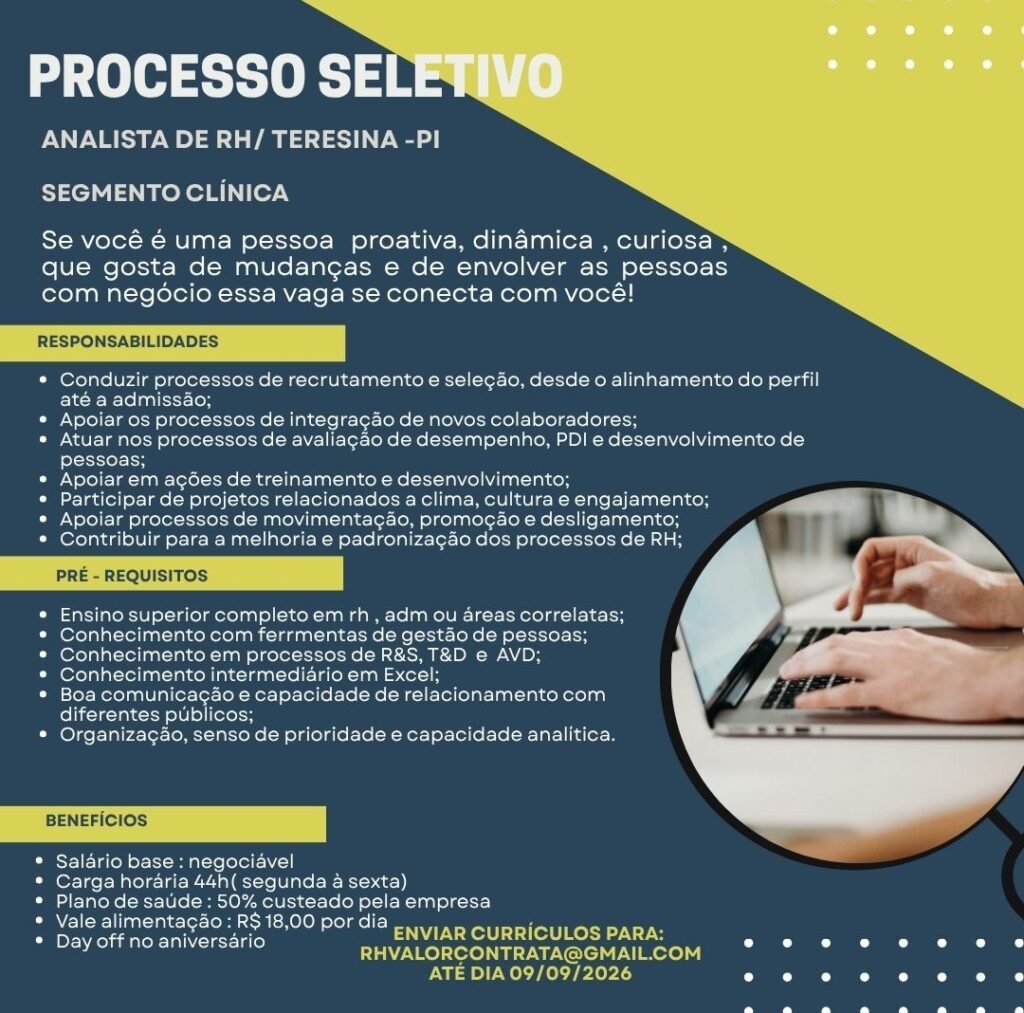 Vaga de emprego para Analista de RH