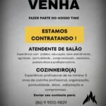 Vagas de emprego para Atendente de Salão e Cozinheiro(a)