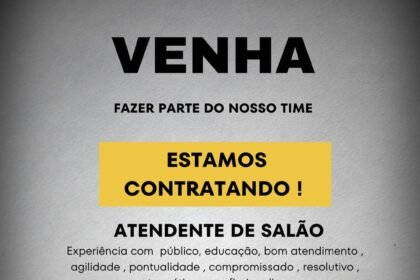 Vagas de emprego para Atendente de Salão e Cozinheiro(a)