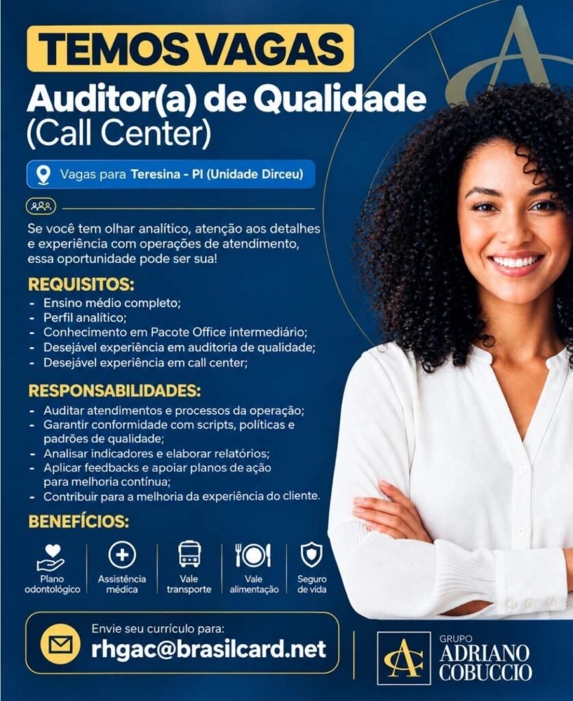 Vaga de emprego para Auditor(a) de Qualidade
