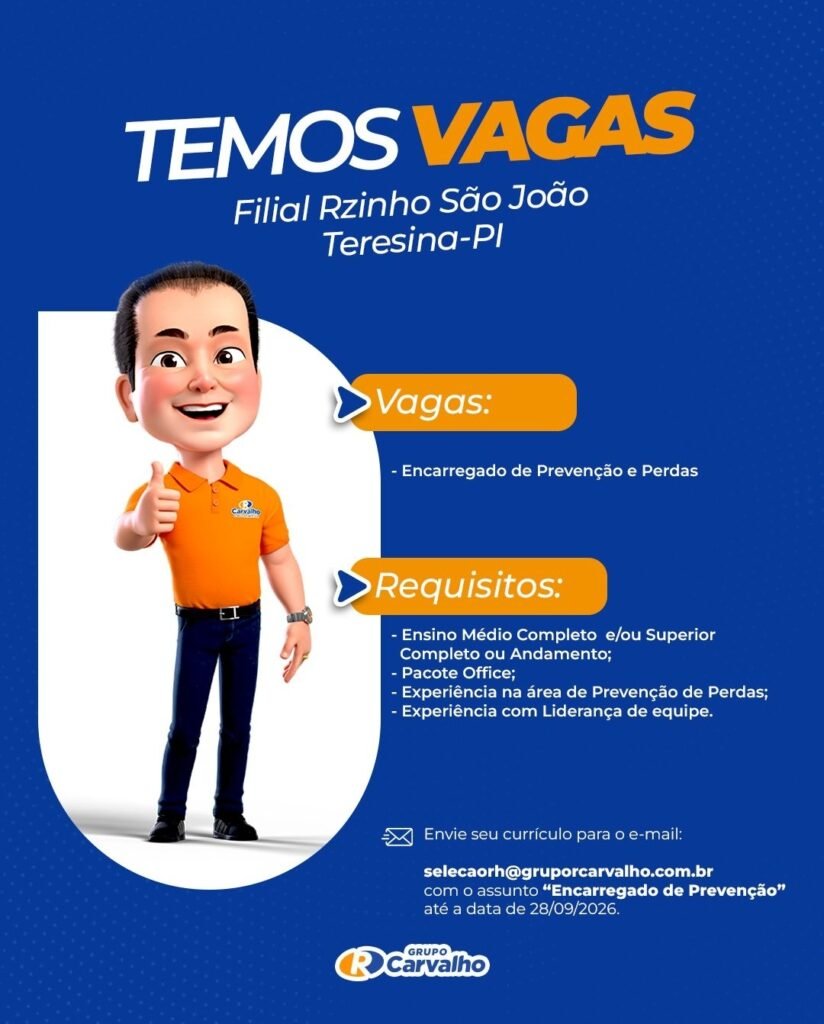 Vaga de emprego para Encarregado de Prevenção e Perdas