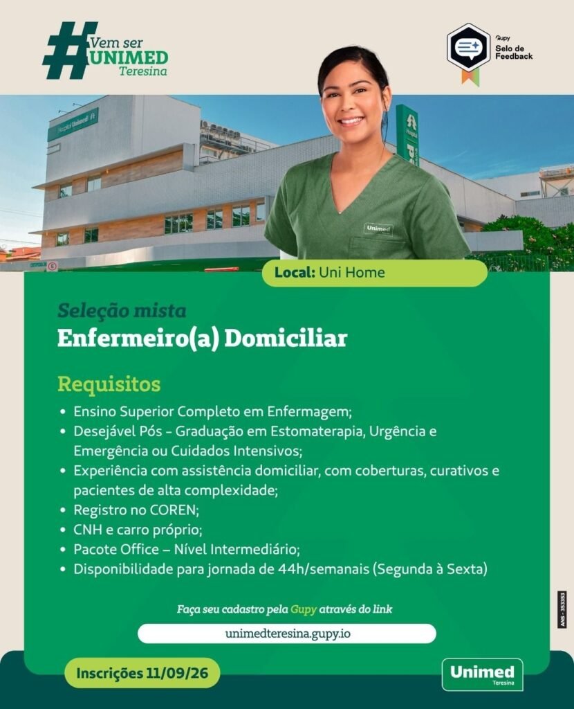 Vaga de emprego para Enfermeiro(a) Domiciliar
