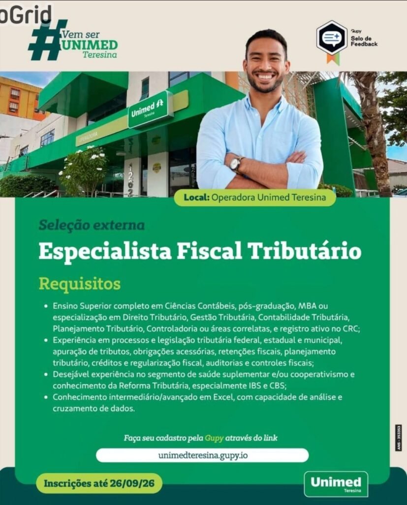 Vaga de emprego para Especialista Fiscal Tributário