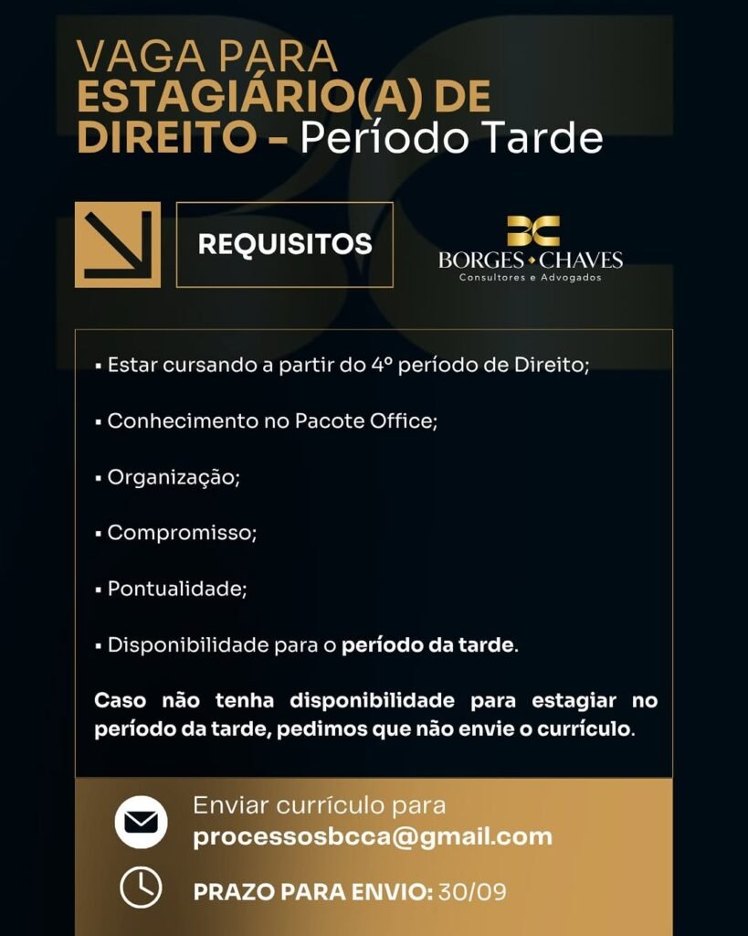 Vaga de Estágio para Direito para