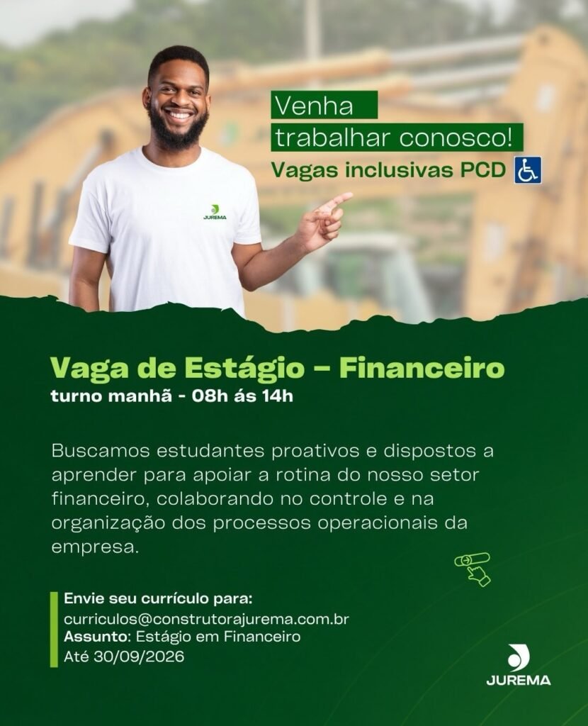 Vaga de Estágio para Financeiro