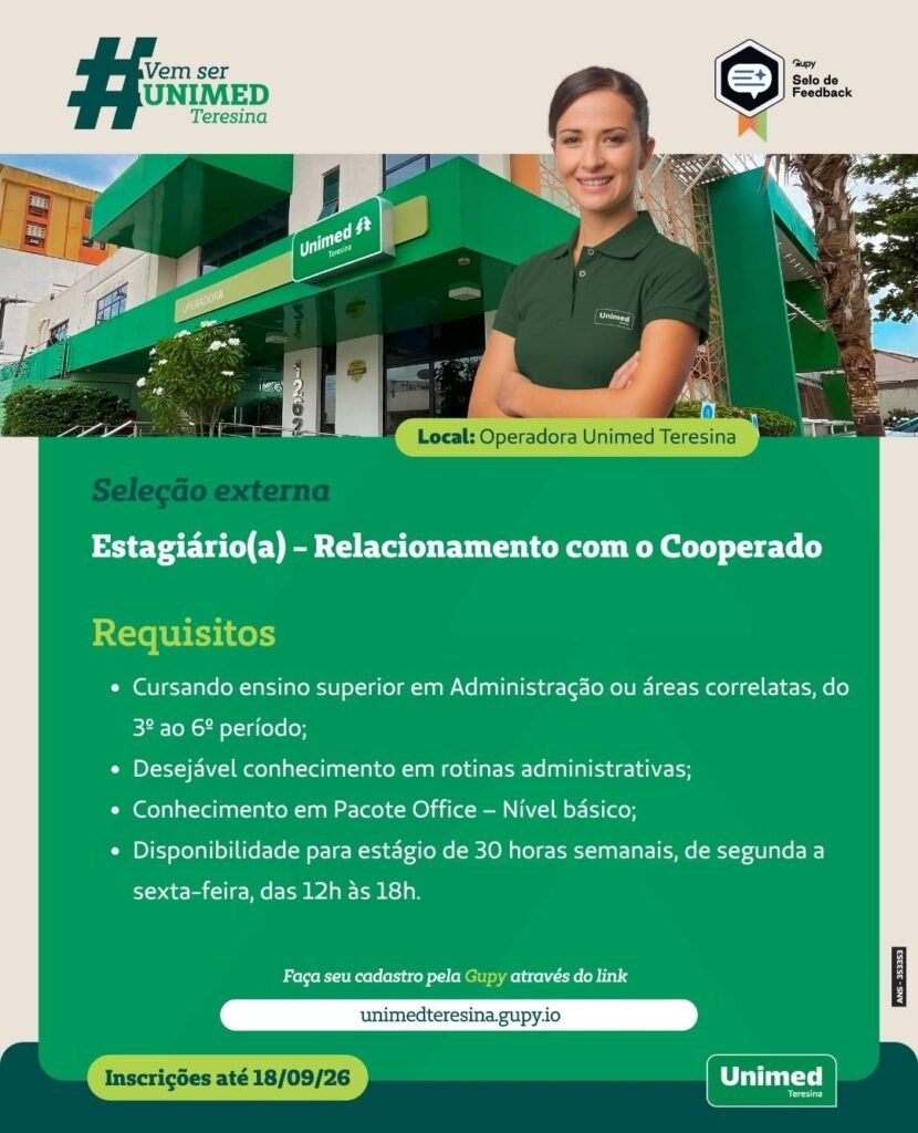 Vaga de Estágio para Relacionamento com o Cooperado