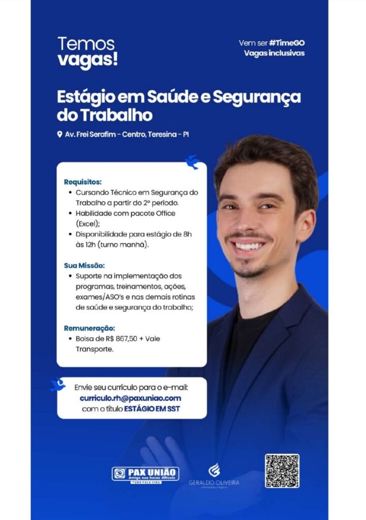 Vaga de Estágio para Saúde e Segurança do Trabalho