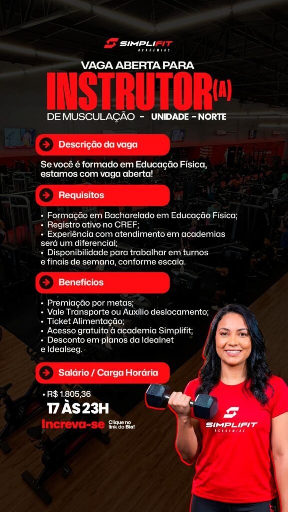 Vaga de emprego para Instrutor(a) de Musculação