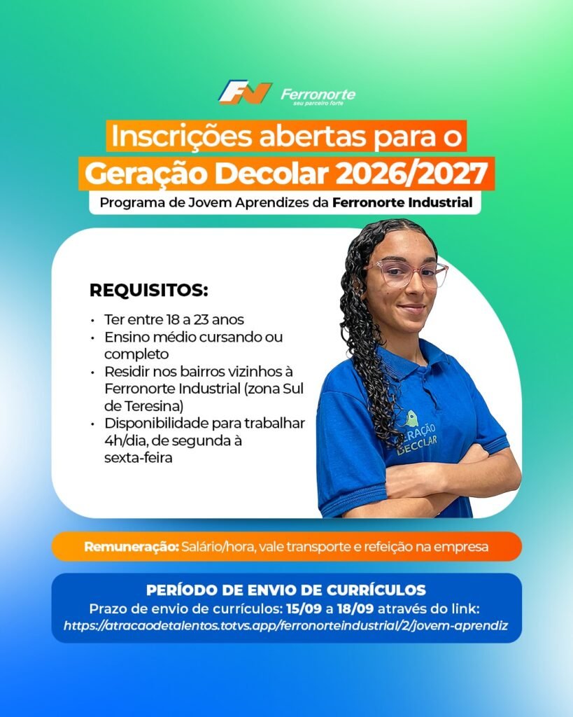 Vaga de emprego para Jovem Aprendiz