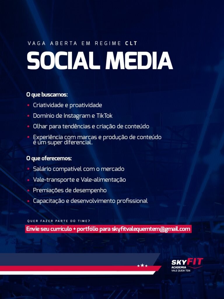 Vaga de emprego para Social Media
