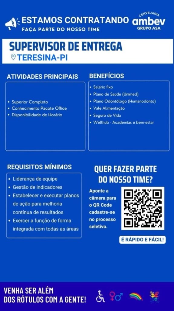 Vaga de emprego para Supervisor de Entrega