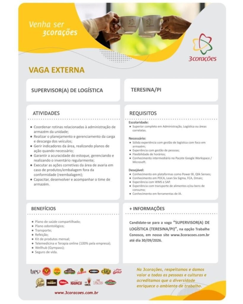 Vaga de emprego para Supervisor(a) de Logística