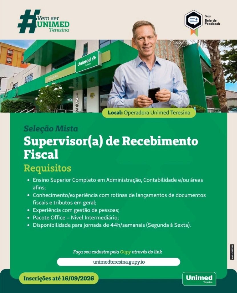 Vaga de emprego para Supervisor(a) de Recebimento Fiscal