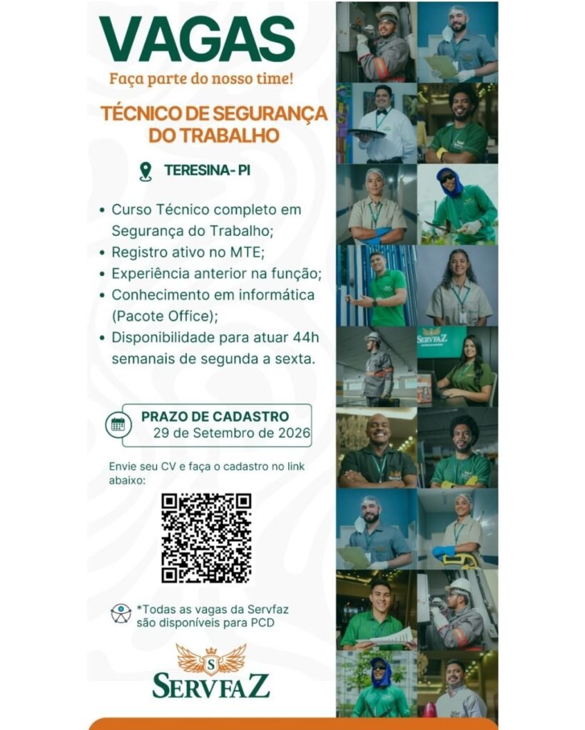 Vaga de emprego para Téc. de Segurança do Trabalho