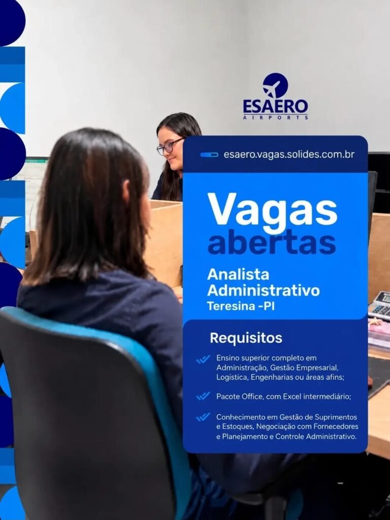 Vaga de Emprego para Analista Administrativo em Teresina