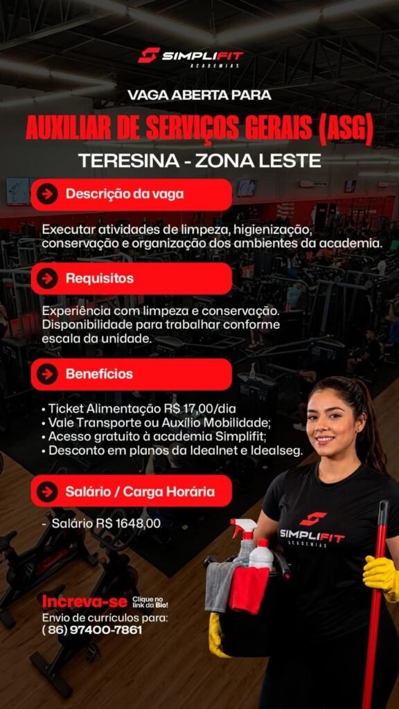Vaga de Emprego para Auxiliar de Serviços Gerais em Teresina