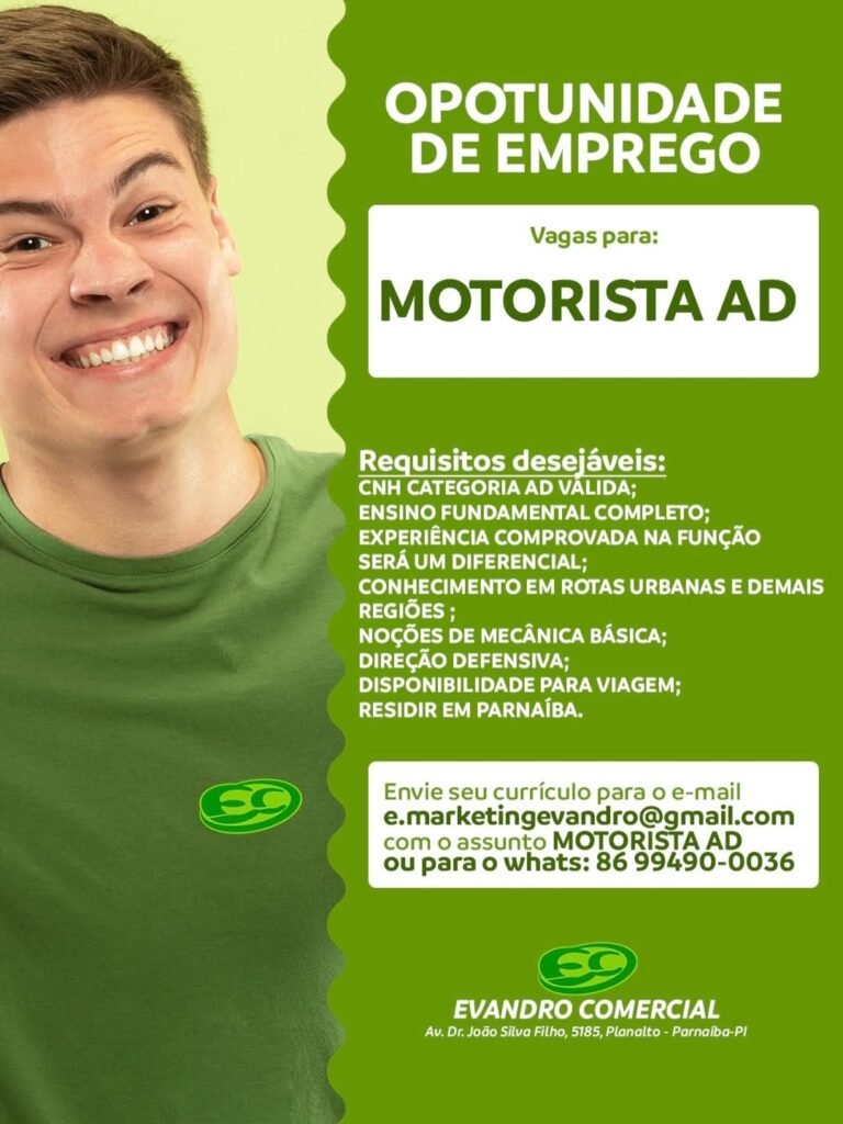 Vaga de Emprego para Motorista em Parnaíba