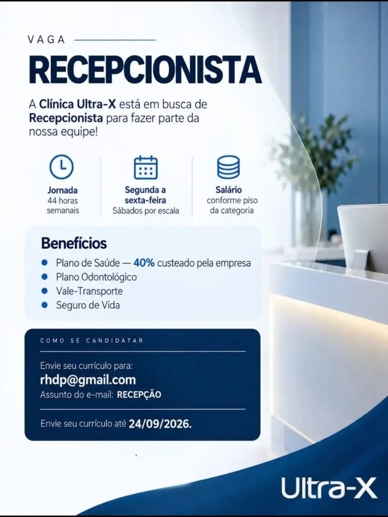 Vaga de Emprego para Recepcionista em Teresina