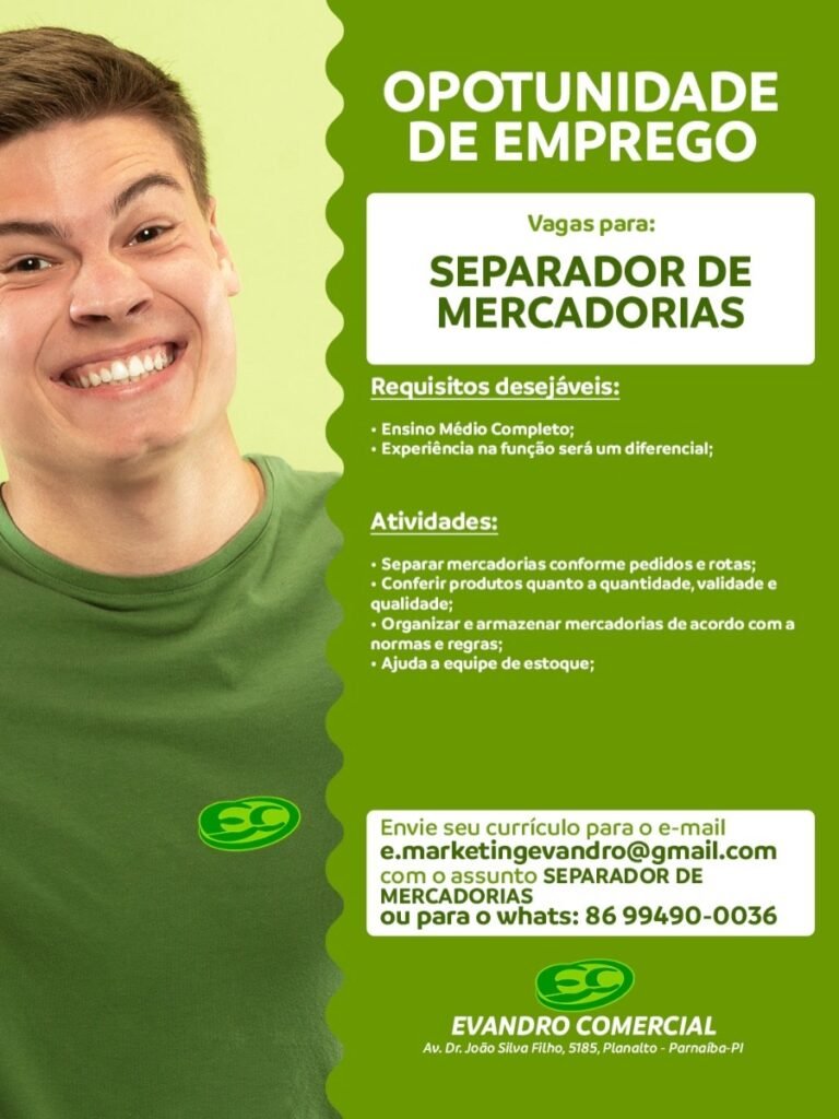 Vaga de Emprego para Separador de Mercadorias em Parnaíba