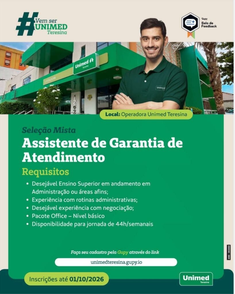 Vaga de emprego para Assistente de Garantia de Atendimento
