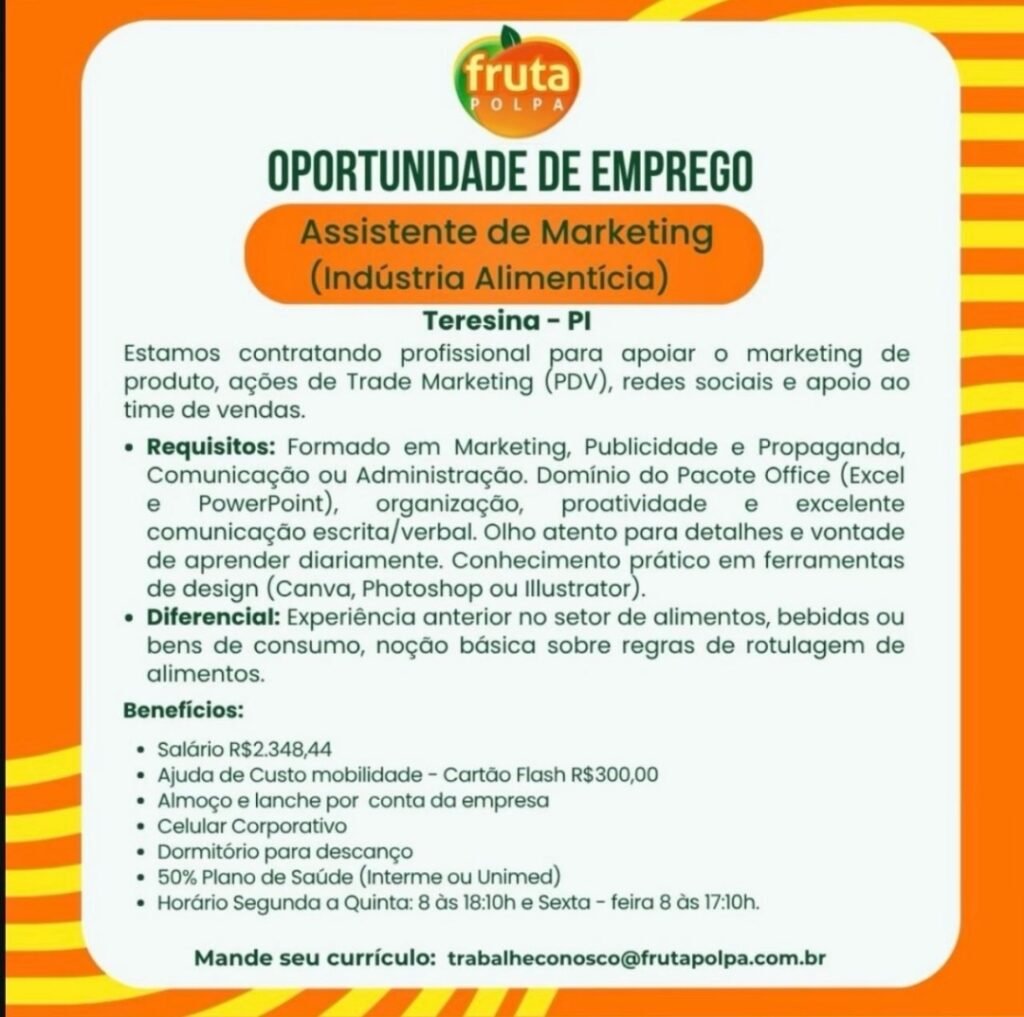 Vaga de emprego para Assistente de Marketing