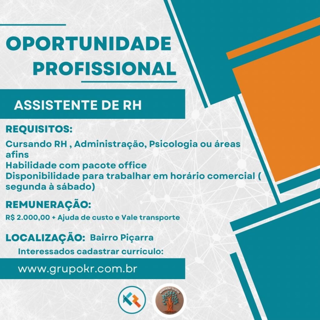 Vaga de emprego para Assistente de RH