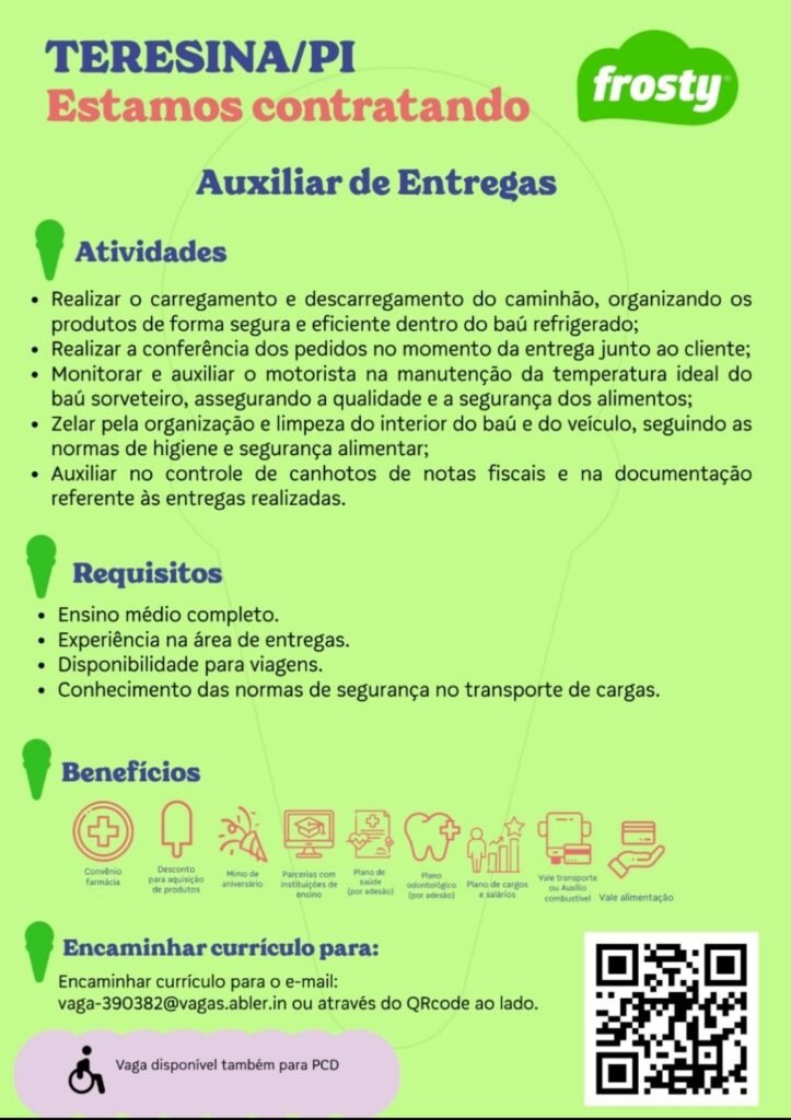Vaga de emprego para Auxiliar de Entregas