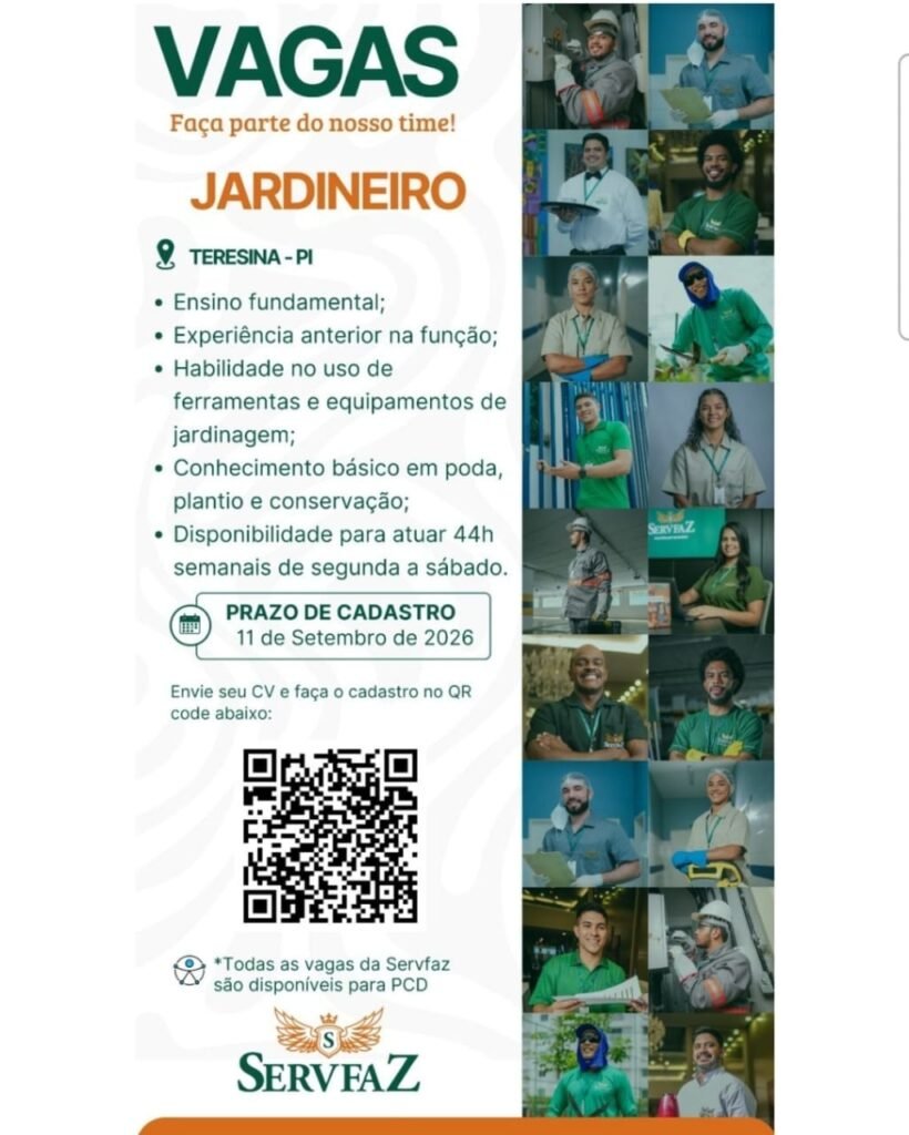 Vaga de emprego para Jardineiro