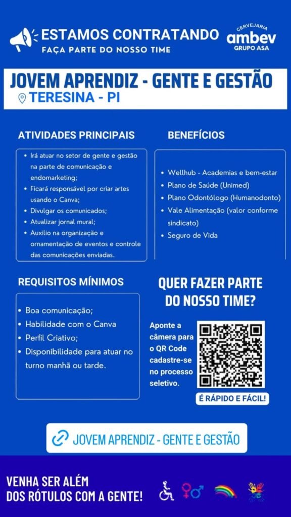 Vaga de emprego para Jovem Aprendiz (Gente e Gestão)