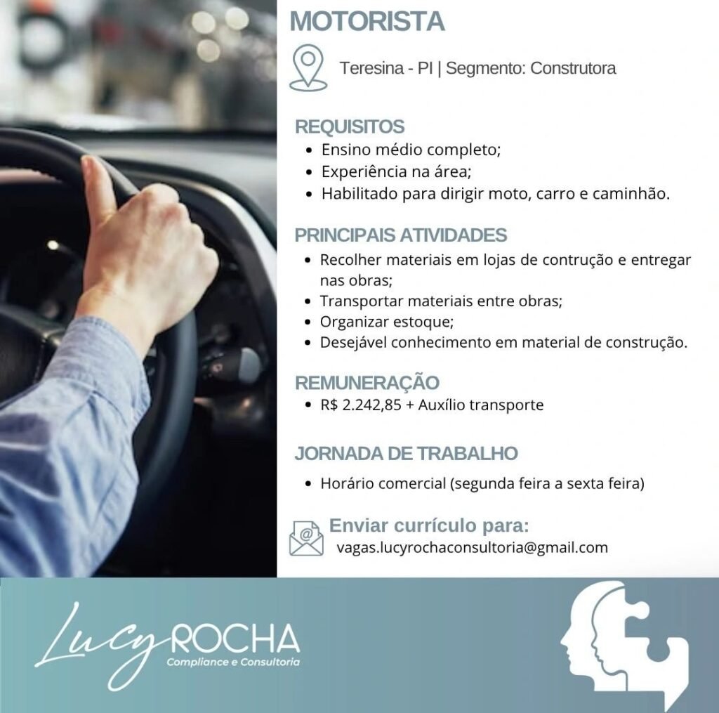 Vaga de emprego para Motorista
