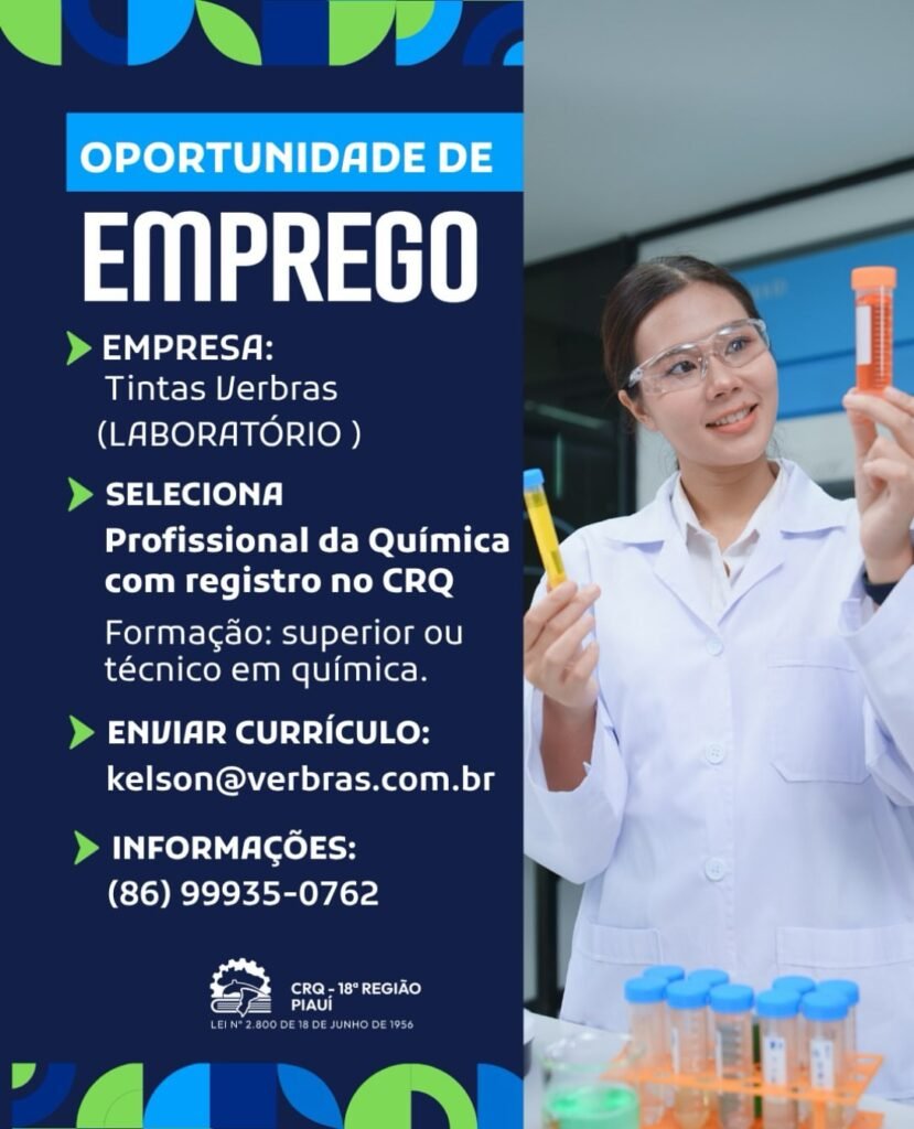 Vaga de emprego para Profissional da Química