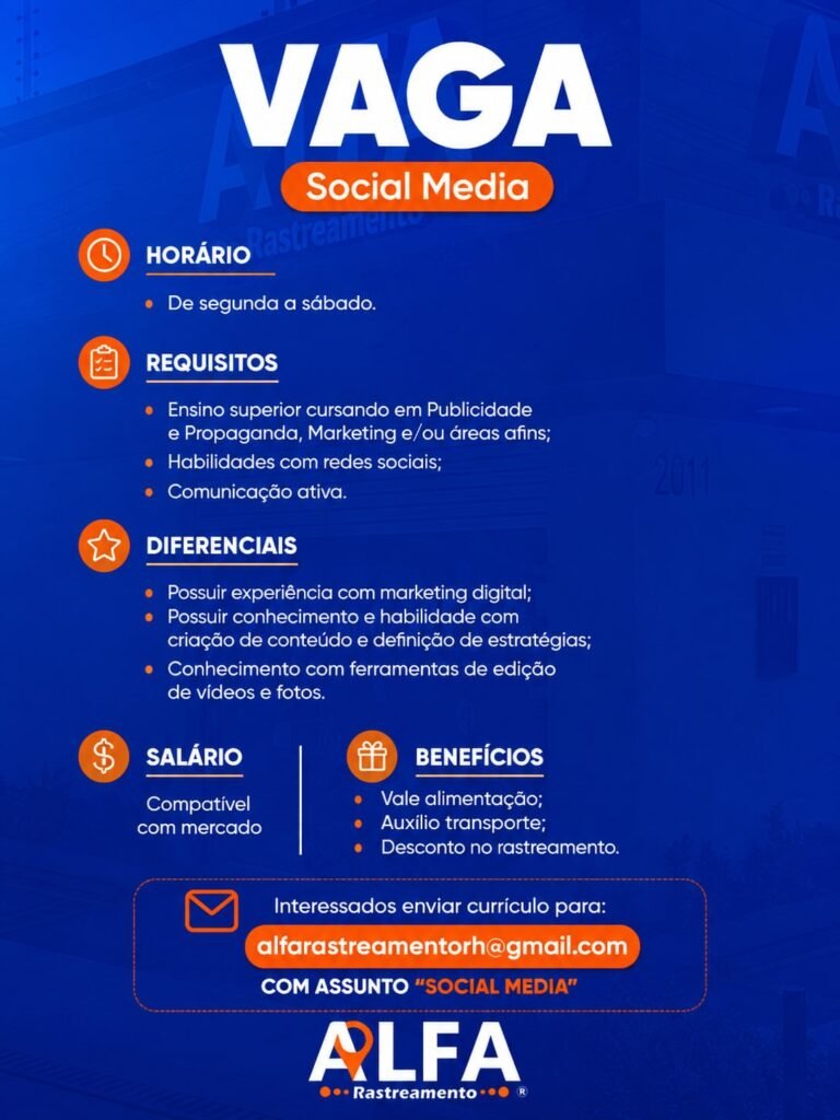 Vaga de emprego para Social Media