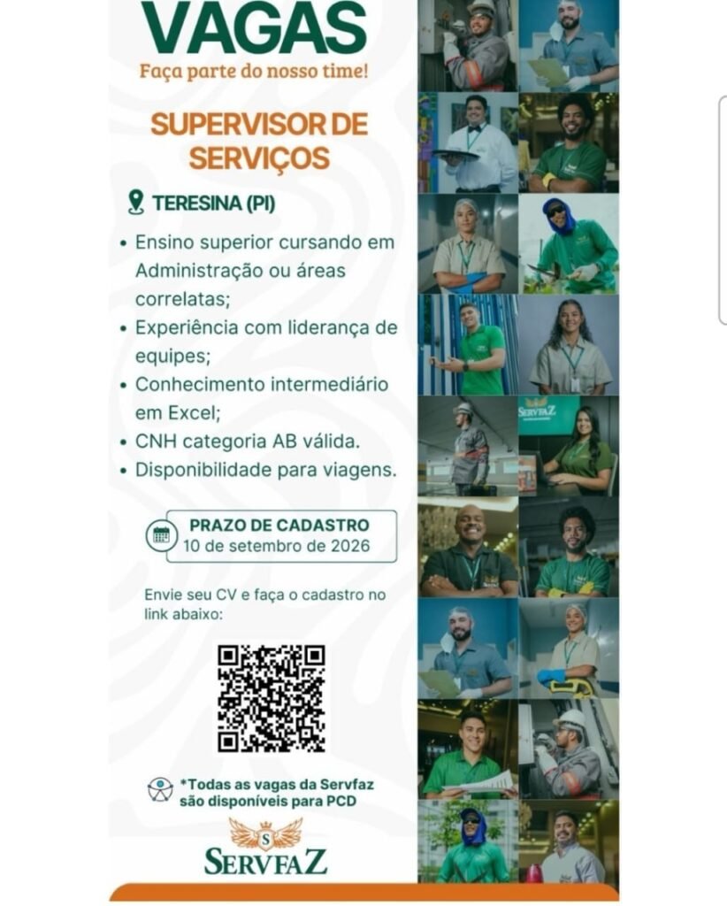 Vaga de emprego para Supervisor de Serviços