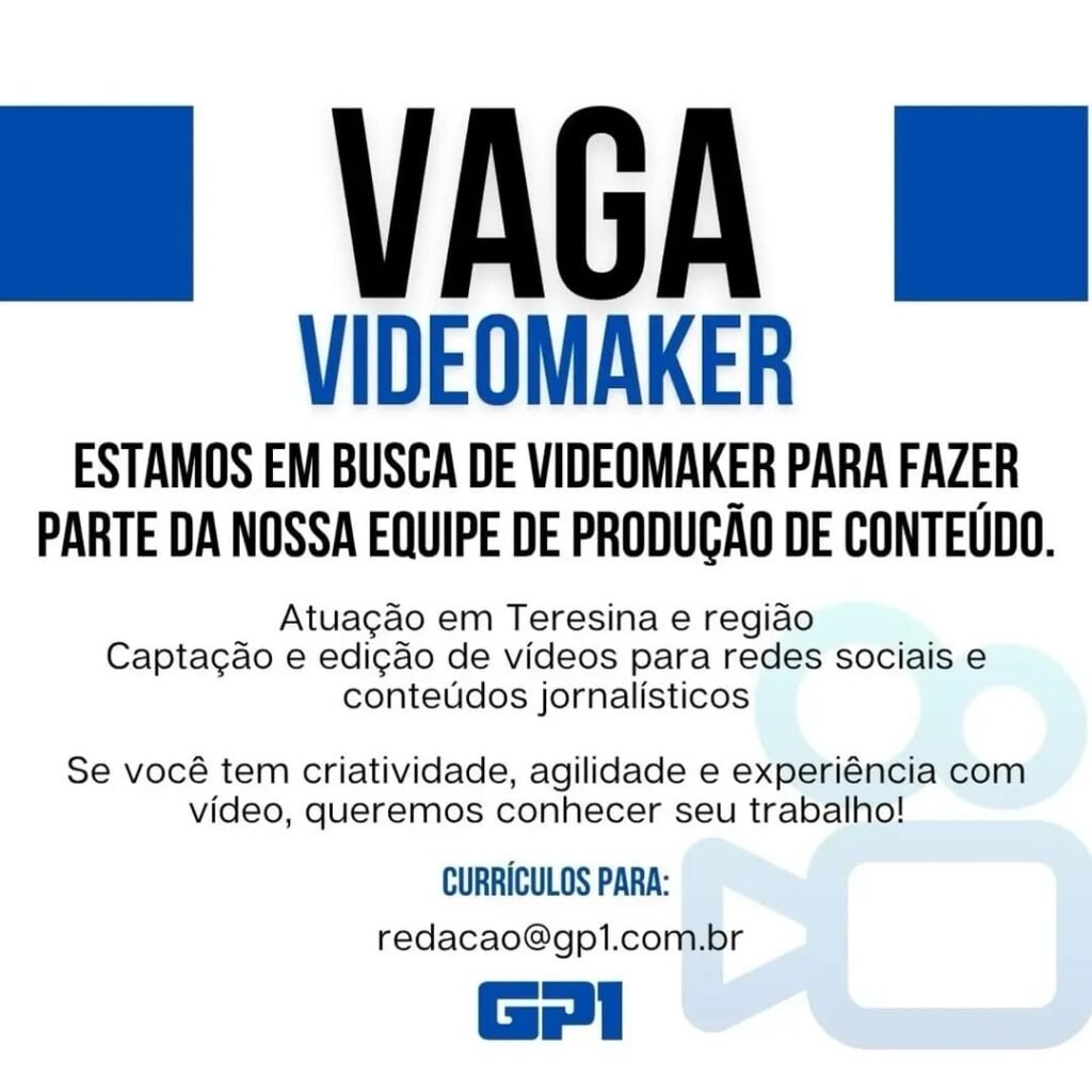 Vaga de emprego para Videomaker
