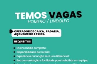 Vagas de emprego para Operador de Caixa, Padaria, Açougueiro e Frios