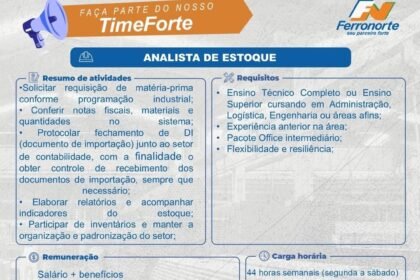 Vaga de emprego para Analista de Estoque
