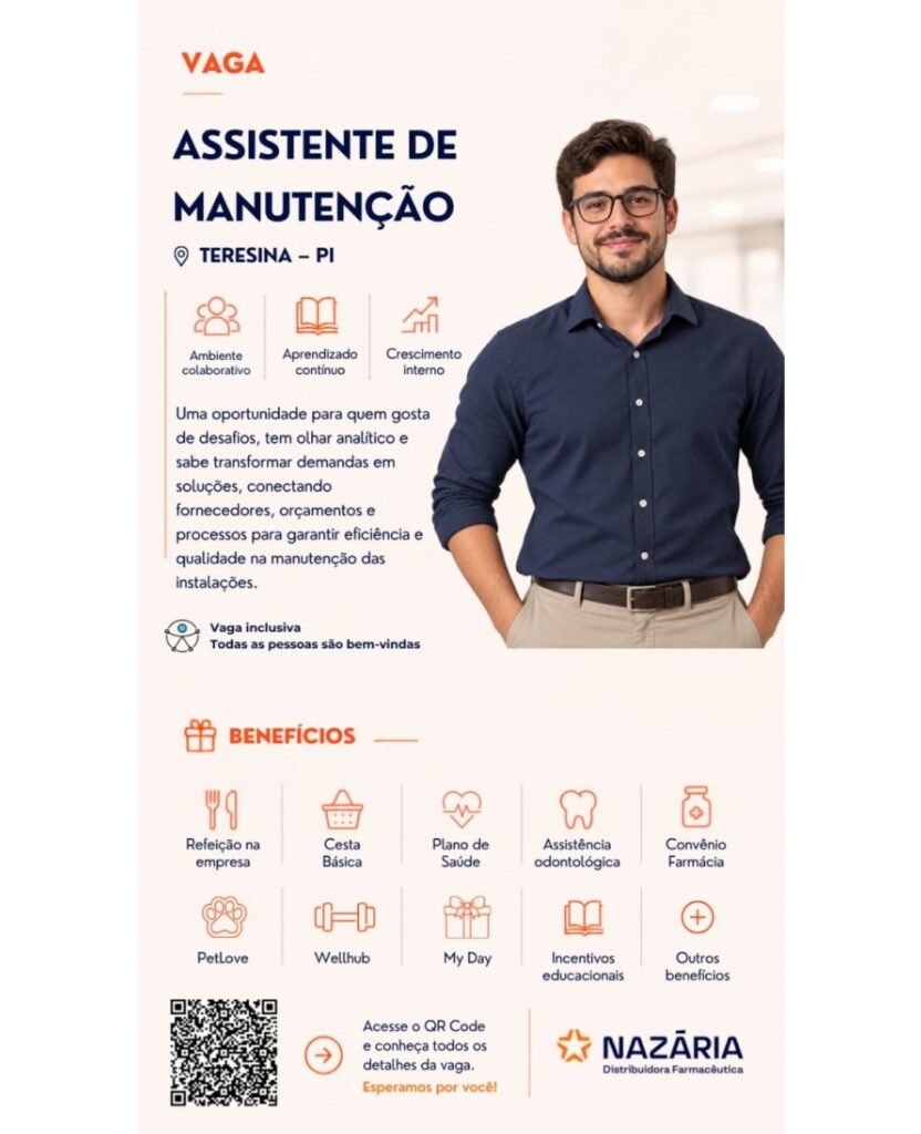Vaga de emprego para Assistente de Manutenção