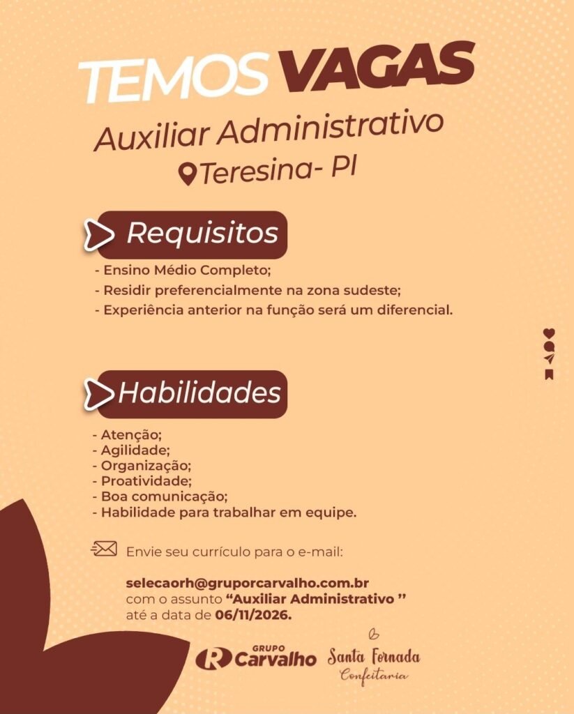 Vaga de emprego para Auxiliar Administrativo