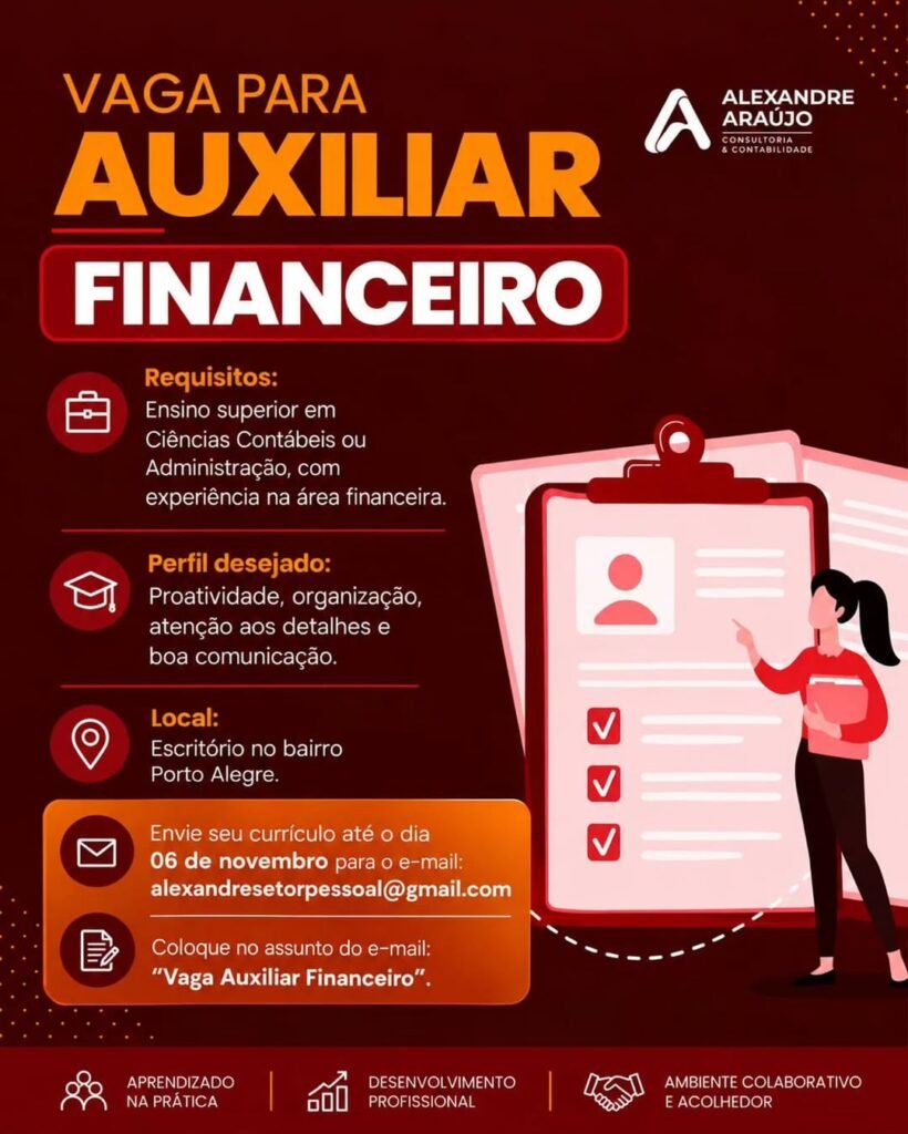 Vaga de emprego para Auxiliar Financeiro