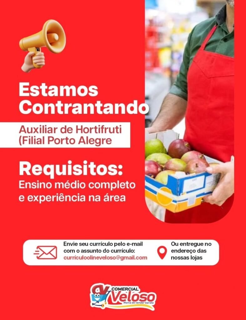 Vaga de emprego para Auxiliar de Hortifruti